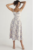 Woochic Printed A-Line Cocktail Dress with Slit Straps and Cinched Waist