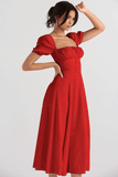 Woochic Long A-Line Cocktail Dress with Slit and Fitted