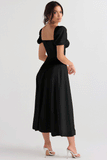 Woochic Long A-Line Cocktail Dress with Slit and Fitted