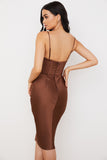 Woochic Pleated Strapless Bustier Cocktail Dress