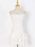 Woochic strapless trapeze cocktail dress off the shoulders embroidery, short