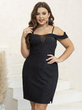 Woochic tulle cocktail dress plus size with straps boat neck