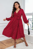 Woochic robe grande taille col en V imprimé à pois fendue