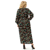 Woochic robe grande taille col en V imprimé fendue trapèze manches longue