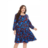 Woochic robe grande taille col en rond imprimé manches longues