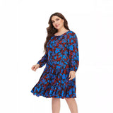 Woochic robe grande taille col en rond imprimé manches longues