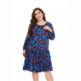 Woochic robe grande taille col en rond imprimé manches longues