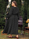 Woochic robe grande taille col en rond imprimé pois trapèze manches évasées