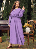 Woochic robe grande taille col en rond imprimé pois trapèze manches évasées