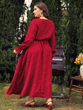 Woochic robe grande taille col en rond imprimé pois trapèze manches évasées