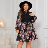 Woochic robe grande taille col en rond imprimée   