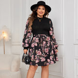 Woochic robe grande taille col en rond imprimée   