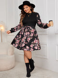 Woochic robe grande taille col en rond imprimée   