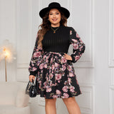 Woochic robe grande taille col en rond imprimée   