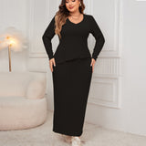 Woochic robe grande taille deux-pièces col en V cintrée irrégulier fendue