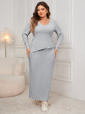 Woochic robe grande taille deux-pièces col en V cintrée irrégulier fendue   