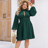 Woochic robe grande taille manches bouffantes à volants découpes cintrée