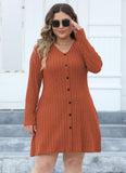 Woochic robe grande taille robe en maille à rayures col en V