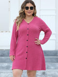 Woochic robe grande taille robe en maille à rayures col en V