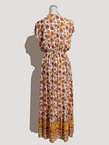 Woochic robe longue imprimé à fleurie v-cou bohème de plage orange
