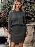 Woochic High Waisted Hooded Knitted Sweater Dress