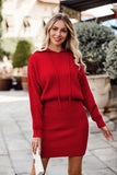 Woochic High Waisted Hooded Knitted Sweater Dress