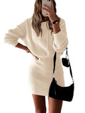 Woochic High Waisted Hooded Knitted Sweater Dress