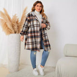 Woochic veste grande taille femme à capuche motif carreaux