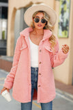 Woochic veste pour femmes col revers en peluche simple boutonnage rose S 