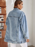 Woochic veste pour femmes en jean déchiré lâche   