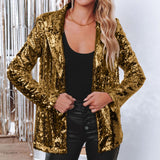 Woochic veste pour femmes sequins à manches longues décontractée   