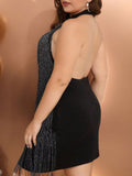 Woochic backless dress with fringe plus size for the evening, short